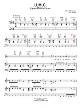 page one of U.M.C. (Upper Middle Class) (Piano, Vocal & Guitar Chords (Right-Hand Melody))