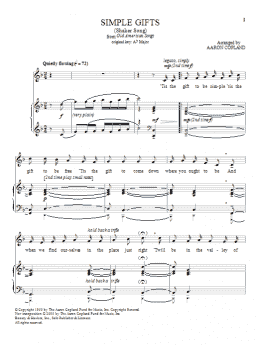 Simple Gifts (Unison ) arr. Aaron Copland