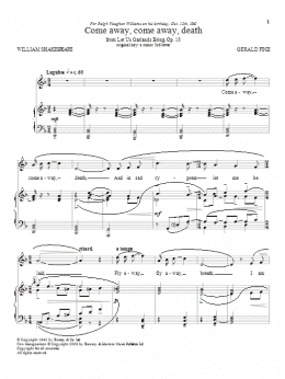 page one of Come Away, Come Away Death (Piano & Vocal)