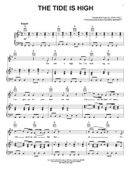 page one of The Tide Is High (Piano, Vocal & Guitar Chords (Right-Hand Melody))