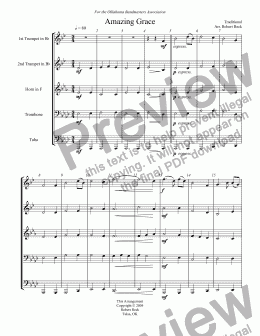 page one of Amazing Grace (Brass Quintet)