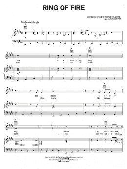 page one of Ring Of Fire (Piano, Vocal & Guitar Chords (Right-Hand Melody))