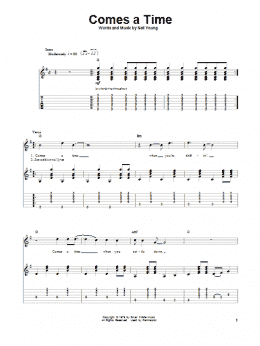 page one of Comes A Time (Guitar Tab (Single Guitar))