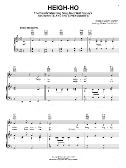 page one of Heigh-Ho (from Snow White And The Seven Dwarfs) (Piano, Vocal & Guitar Chords (Right-Hand Melody))