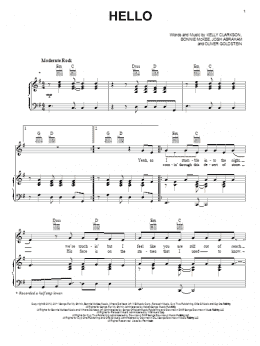 page one of Hello (Piano, Vocal & Guitar Chords (Right-Hand Melody))