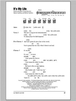 page one of It's My Life (Guitar Chords/Lyrics)