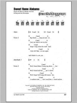 page one of Sweet Home Alabama (Guitar Chords/Lyrics)