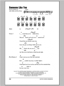 page one of Someone Like You (Guitar Chords/Lyrics)