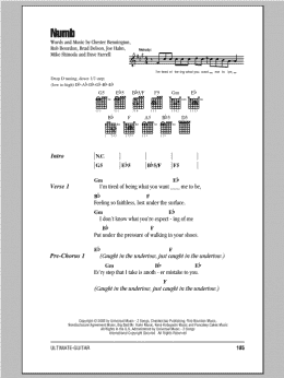 page one of Numb (Guitar Chords/Lyrics)