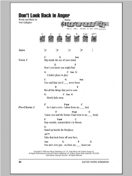 page one of Don't Look Back In Anger (Guitar Chords/Lyrics)