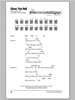 page one of Gives You Hell (Guitar Chords/Lyrics)