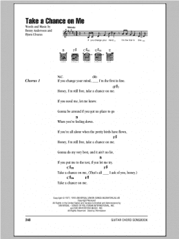 page one of Take A Chance On Me (Guitar Chords/Lyrics)