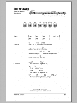 page one of So Far Away (Guitar Chords/Lyrics)