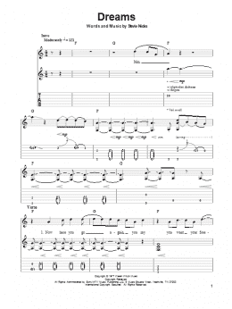 page one of Dreams (Guitar Tab (Single Guitar))