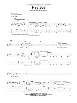 page one of Hey Joe (Guitar Tab)