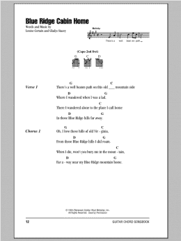 page one of Blue Ridge Cabin Home (Guitar Chords/Lyrics)