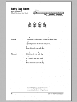 page one of Salty Dog Blues (Guitar Chords/Lyrics)