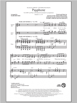 page one of Payphone (SATB Choir)