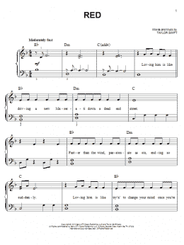 page one of Red (Easy Piano)