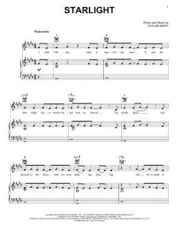 page one of Starlight (Piano, Vocal & Guitar Chords (Right-Hand Melody))