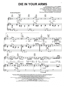 page one of Die In Your Arms (Piano, Vocal & Guitar Chords (Right-Hand Melody))