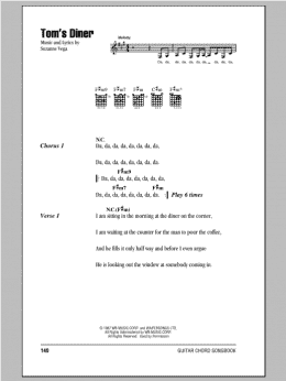 page one of Tom's Diner (Guitar Chords/Lyrics)