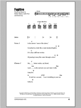 page one of Fugitive (Guitar Chords/Lyrics)