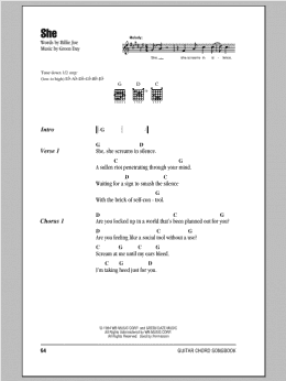 page one of She (Guitar Chords/Lyrics)