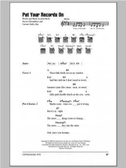 page one of Put Your Records On (Guitar Chords/Lyrics)