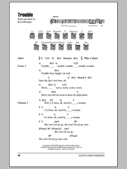 page one of Trouble (Guitar Chords/Lyrics)