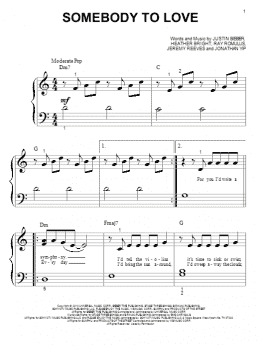 page one of Somebody To Love (Big Note Piano)