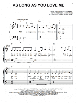 page one of As Long As You Love Me (Big Note Piano)