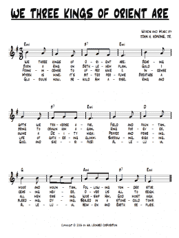 page one of We Three Kings Of Orient Are (Lead Sheet / Fake Book)