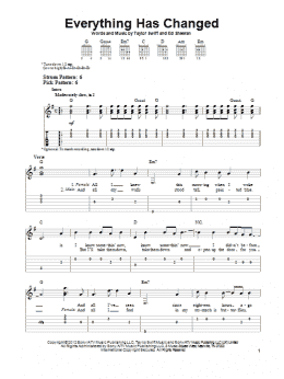 page one of Everything Has Changed (feat. Ed Sheeran) (Easy Guitar Tab)