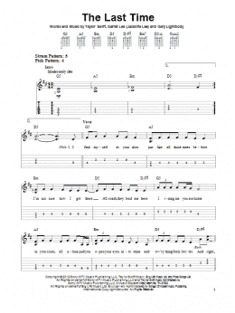 page one of The Last Time (Easy Guitar Tab)