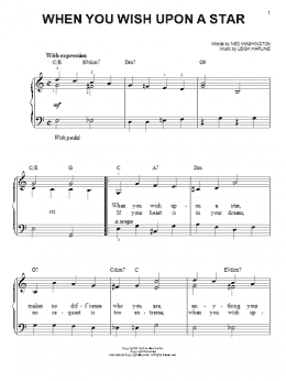 page one of When You Wish Upon A Star (from Pinocchio) (Very Easy Piano)