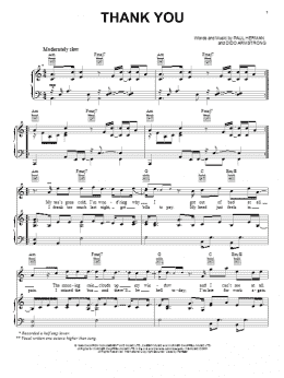 page one of Thank You (Piano, Vocal & Guitar Chords (Right-Hand Melody))