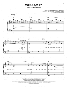 page one of Who Am I? (Easy Piano)