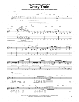 page one of Crazy Train (Guitar Tab)