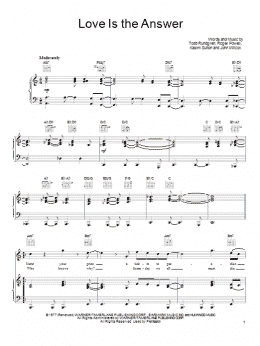 page one of Love Is The Answer (Piano, Vocal & Guitar Chords (Right-Hand Melody))