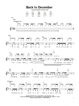 page one of Back To December (Easy Guitar)