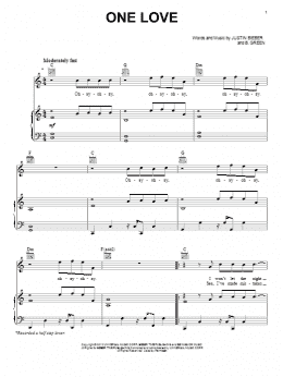 page one of One Love (Piano, Vocal & Guitar Chords (Right-Hand Melody))