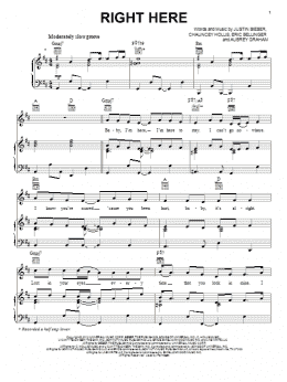 page one of Right Here (Piano, Vocal & Guitar Chords (Right-Hand Melody))