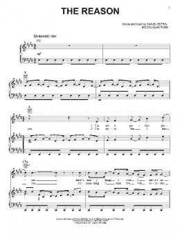 page one of The Reason (Piano, Vocal & Guitar Chords (Right-Hand Melody))