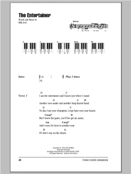 page one of The Entertainer (Piano Chords/Lyrics)