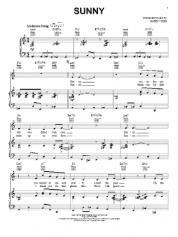 page one of Sunny (Piano, Vocal & Guitar Chords (Right-Hand Melody))