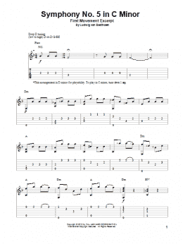 page one of Symphony No. 5 In C Minor, First Movement Excerpt (Solo Guitar)