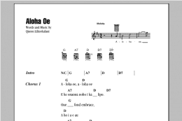 page one of Aloha Oe (Ukulele Chords/Lyrics)