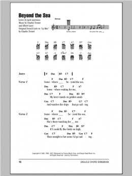 page one of Beyond The Sea (Ukulele Chords/Lyrics)