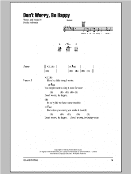 page one of Don't Worry, Be Happy (Ukulele Chords/Lyrics)